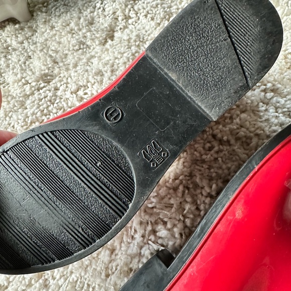 Red Rubber cute rain boot like retro popart bright ankle length boots. S… - Picture 5 of 5